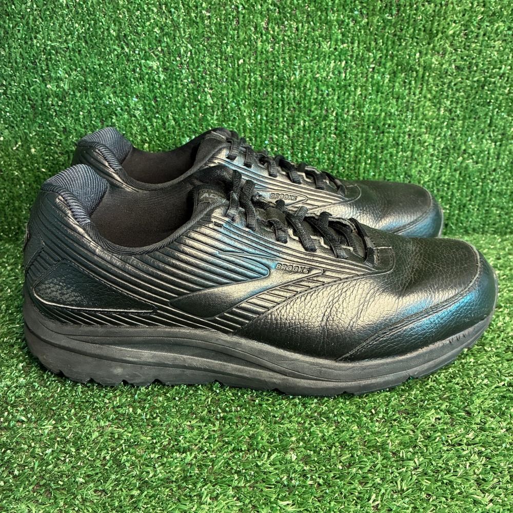 Brooks Addiction Walker 2 Leather Slip Resistant Shoes Black Mens Sz 11 2E Wide
